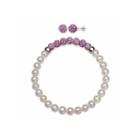 Cultured Freshwater Pearl & Lavender Lab Created Crystal Bead Sterling Silver Jewelry Set