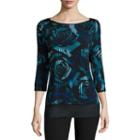 Worthington 3/4-sleeve Chiffon-trim Top - Petite