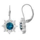 London Blue Topaz & Lab-created White Sapphire Sterling Silver Leverback Earrings
