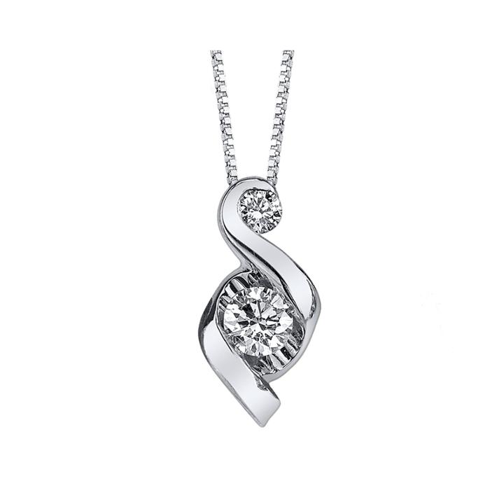 Juno Lucina 1/3 Ct. T.w. Diamond 14k White Gold Swirl Pendant Necklace