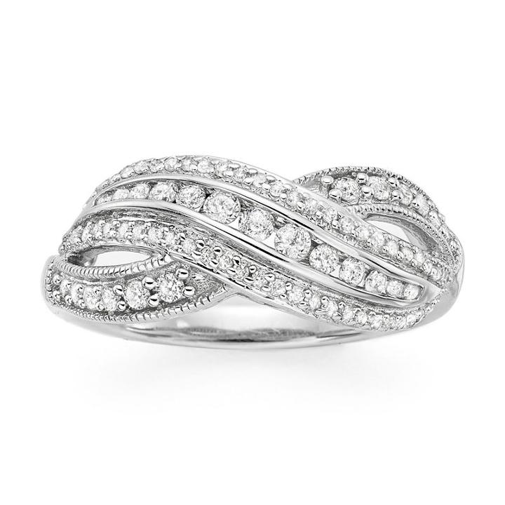 Infinite Promise Womens 1/2 Ct. T.w. White Diamond Sterling Silver Cocktail Ring