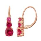 Lab-created Ruby 14k Rose Gold Over Silver Leverback Earrings
