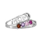 Personalized Sterling Silver Simulated Birthstone Mom Ring