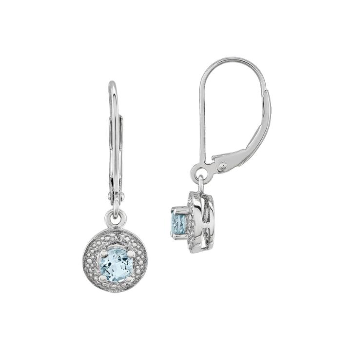 Diamond Accent Blue Aquamarine Sterling Silver Drop Earrings