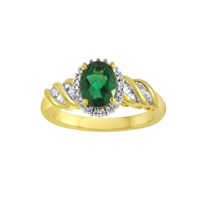 Lab-created Emerald And Diamond-accent Twist Ring