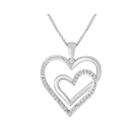 Forevermine 1/10 Ct. T.w. Diamond Sterling Silver Double-heart Pendant Necklace