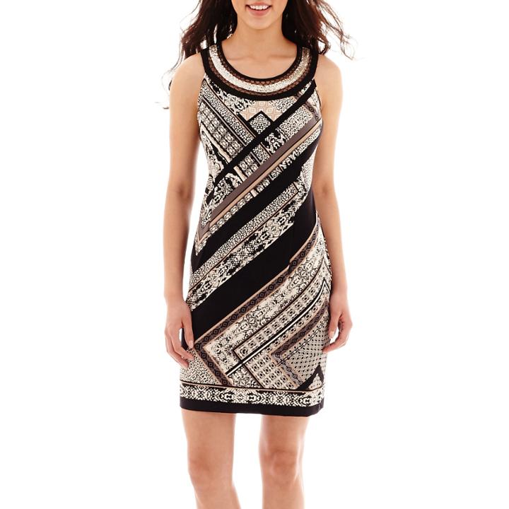 Studio 1 Sleeveless Embellished Neck Sheath Dress - Petite