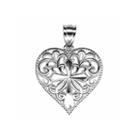 Sterling Silver Heart With Cross Charm Pendant