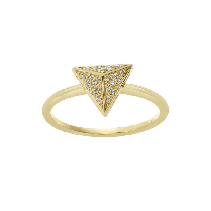 Diamond-accent 10k Yellow Gold Pyramid Ring