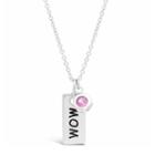 Womens Lab Created Pink Sapphire Dog Tag Pendant Necklace