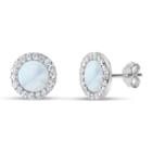 White Mother Of Pearl 9mm Round Stud Earrings