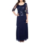 Maya Brooke 3/4 Sleeve Evening Gown