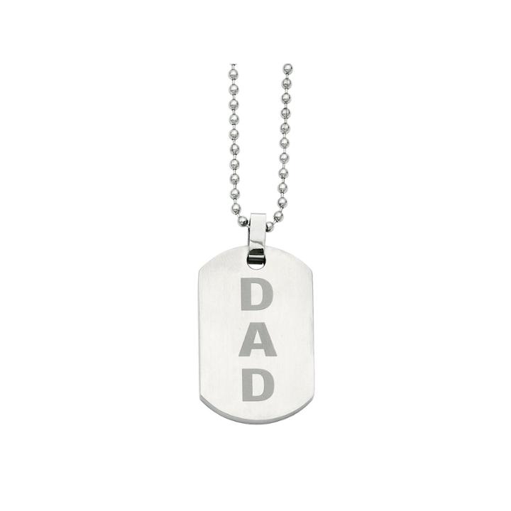 Mens Stainless Steel Enamel Dad Dog Tag Pendant