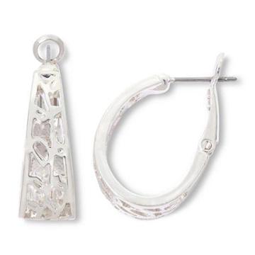 Sensitive Ears Silver-tone Textured Hoop Earrings