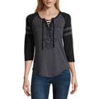 3/4 Sleeve V Neck Minnie Mouse T-shirt-womens Juniors