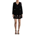 A.n.a Embr Peasant Velvet Dress Long Sleeve Embroidered Peasant Dress