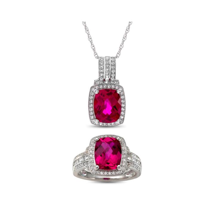 Lab-created Ruby & White Sapphire Sterling Silver 2 Piece Set