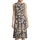 Perceptions Sleeveless Ikat Print Ruched Waist A-line Dress