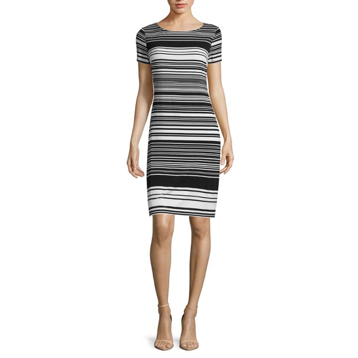 Rn Studio By Ronni Nicole Short-sleeve Striped Sheath Dress - Petite