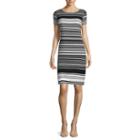 Rn Studio By Ronni Nicole Short-sleeve Striped Sheath Dress - Petite
