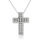Womens 1/5 Ct. T.w. Genuine White Diamond Cross Pendant Necklace