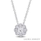Laura Ashley Womens 1/4 Ct. T.w. Genuine White Diamond 10k Gold Pendant Necklace