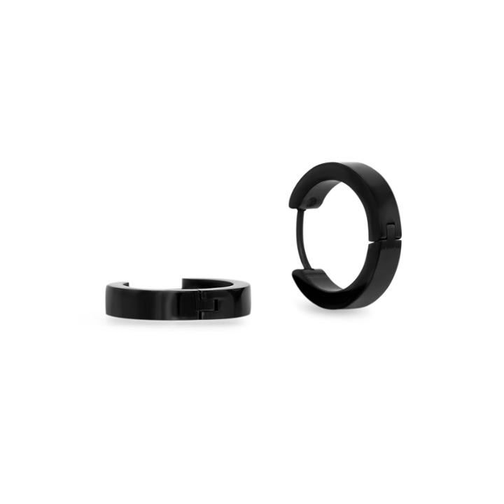 Mens Black Stainless Steel Hoop Earrings