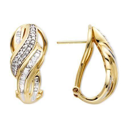 1/2 Ct. T.w. Diamond 10k Yellow Gold Swirl Hoop Earrings