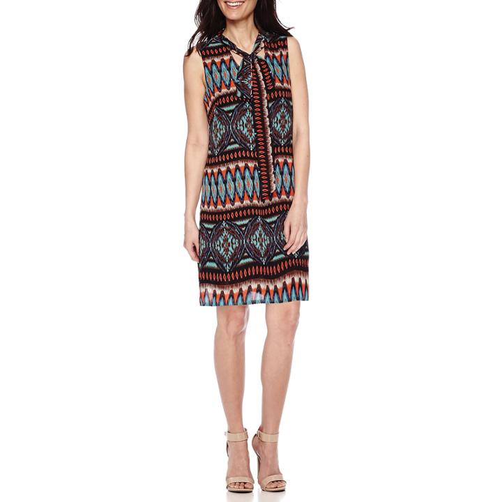 Robbie Bee Sleeveless Tie-neck Sheath Dress - Petite
