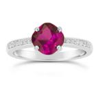 Womens Red Lab-created Ruby Ring In Sterling Silver