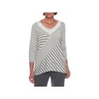 Alfred Dunner Lakeshore Drive 3/4 Sleeve V Neck Stripe T-shirt-womens