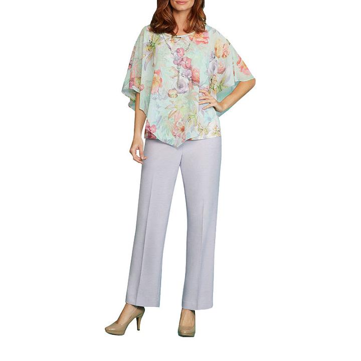 Alfred Dunner Roman Holiday 3/4 Sleeve Crew Neck Woven Blouse