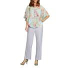 Alfred Dunner Roman Holiday 3/4 Sleeve Crew Neck Woven Blouse