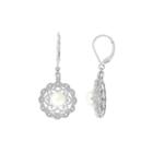 1/10 Ct. T.w. White Pearl Sterling Silver Drop Earrings
