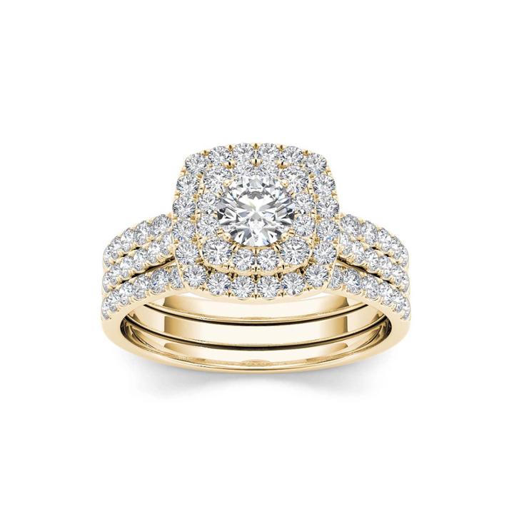 1 1/2 Ct. T.w. Diamond 10k Yellow Gold Bridal Ring Set