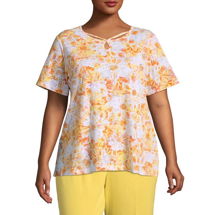 Alfred Dunner Still My Sunshine Allover Floral T-shirt- Plus