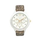 Womens Round Crystal-accent Glitz Strap Boyfriend Watch