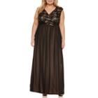 Melrose Sleeveless Beaded Lace Evening Gown - Plus