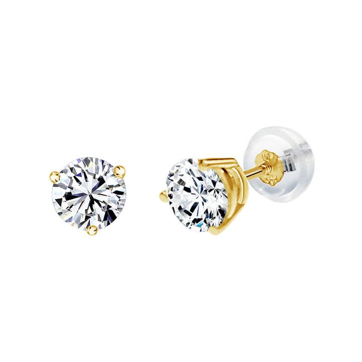 14k Gold 4.5mm Round Stud Earrings Featuring Swarovski Zirconia