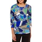 Alfred Dunner Classics 3/4 Sleeve Crew Neck T-shirt-womens