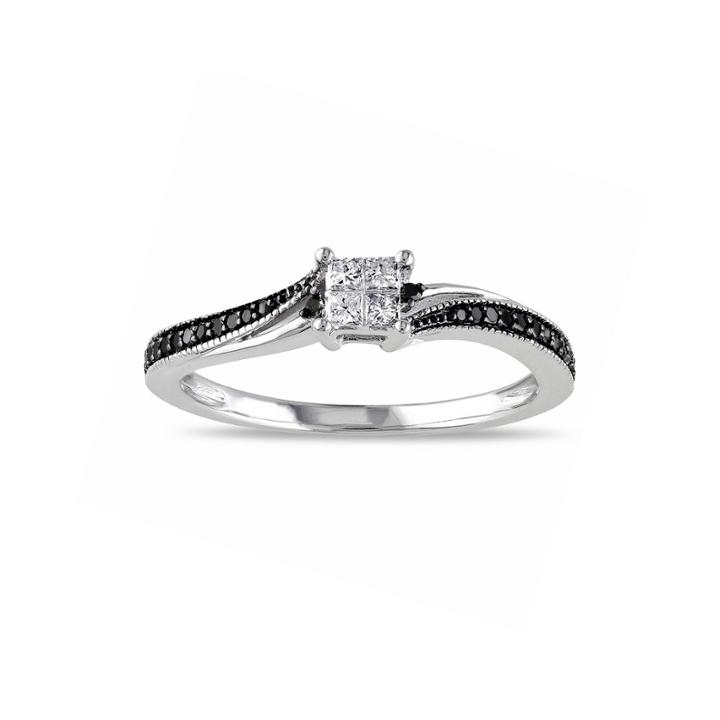 Midnight Black Diamond 1/5 Ct. T.w. White & Color-enhanced Black Diamond 10k White Gold Ring