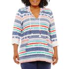Lark Lane Mix N Mingle Stripe Front Pocket Poncho- Plus
