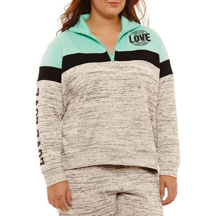 Flirtitude Fleece Half Zip Sweatshirt-juniors Plus
