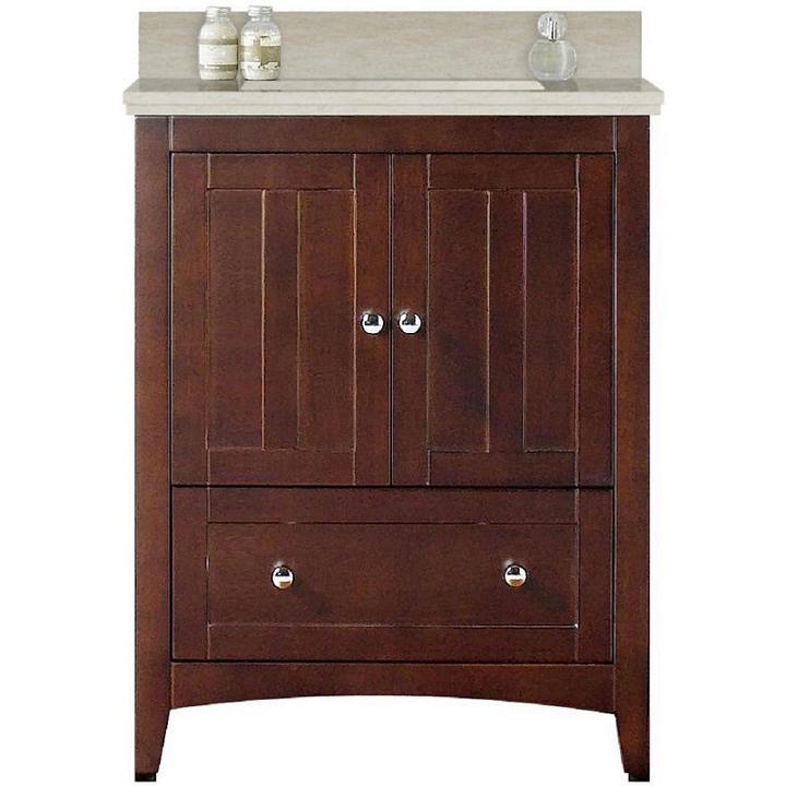 30.5-in. W Floor Mount Walnut Vanity Set For 3h4-in. Drilling Beige Top White Um Sink