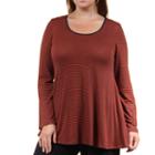 24/7 Comfort Apparel Red Striped Tunic Top Plus