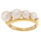 Womens Color Enhanced White Pearl 10k Gold Cocktail Ring