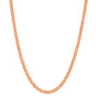 14k Rose Gold Over Silver Solid Curb 16 Inch Chain Necklace
