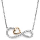 Infinite Promise 1/10 Ct. T.w. Diamond Pendant Sterling Silver Necklace With 14k Rose Gold Accent
