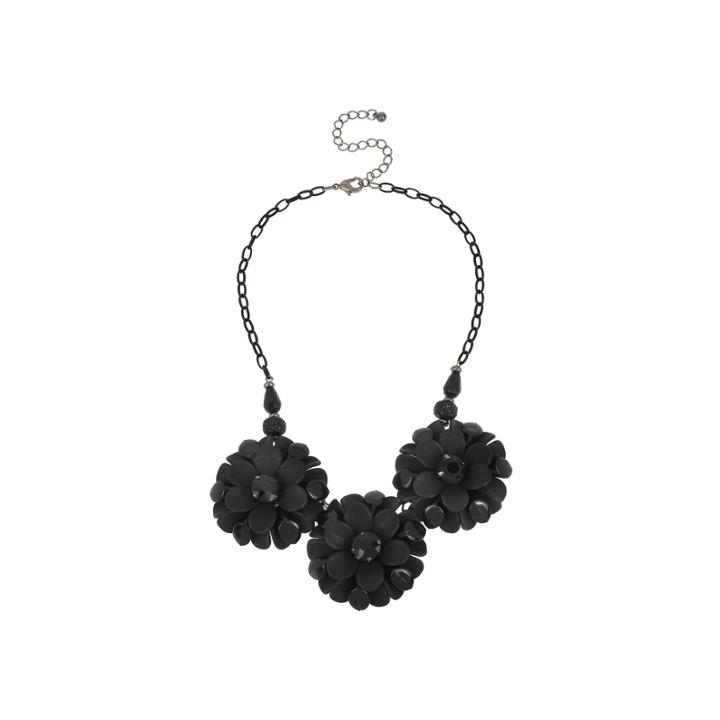 Mixit&trade; Jet 3 Large 3d Flower Necklace
