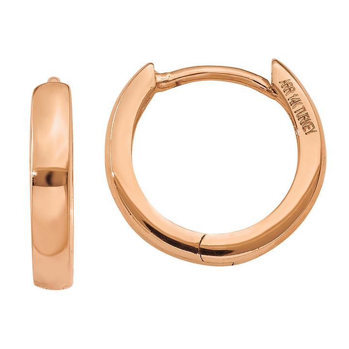 14k Rose Gold 14mm Round Hoop Earrings